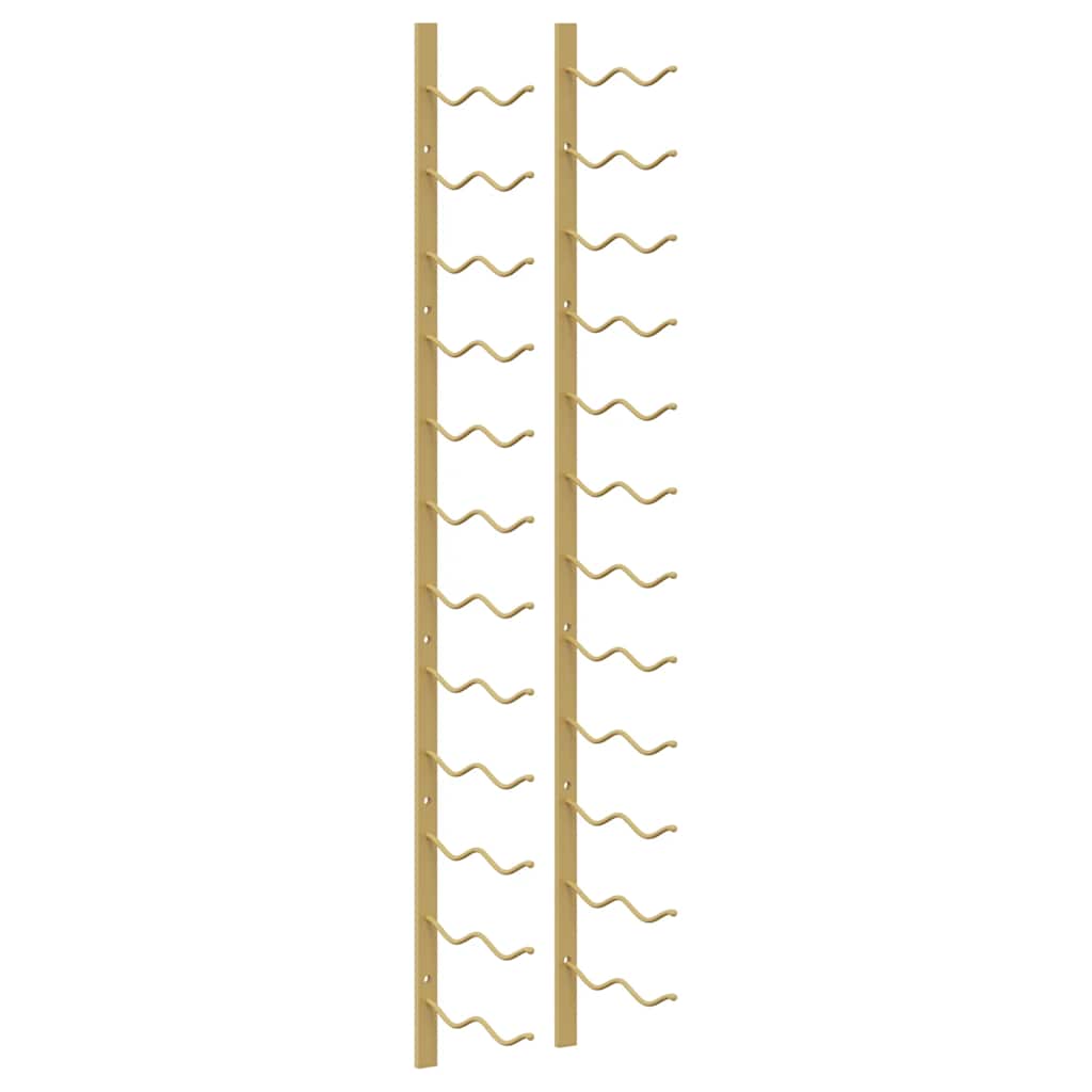 vidaXL Wall Mounted Wine Rack for 24 Bottles 2 pcs Gold Iron