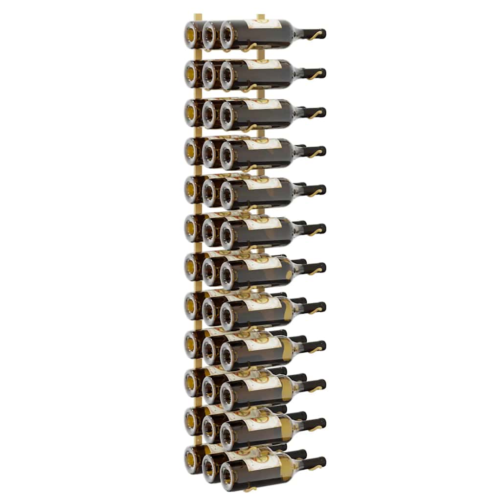 vidaXL Wall Mounted Wine Rack for 36 Bottles Gold Iron