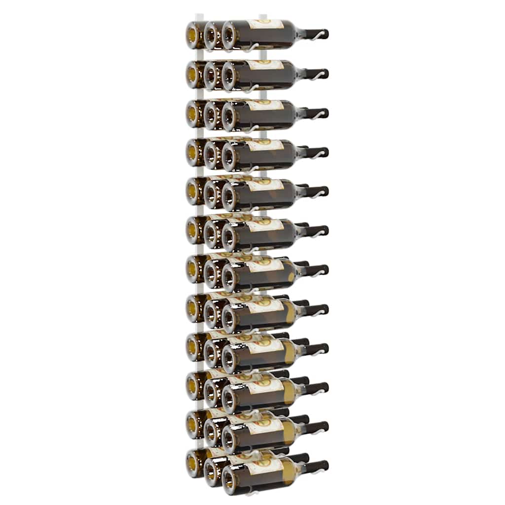 vidaXL Wall Mounted Wine Rack for 36 Bottles 2 pcs White Iron