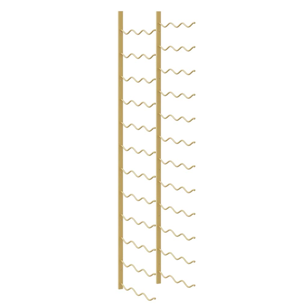 vidaXL Wall Mounted Wine Rack for 36 Bottles 2 pcs Gold Iron