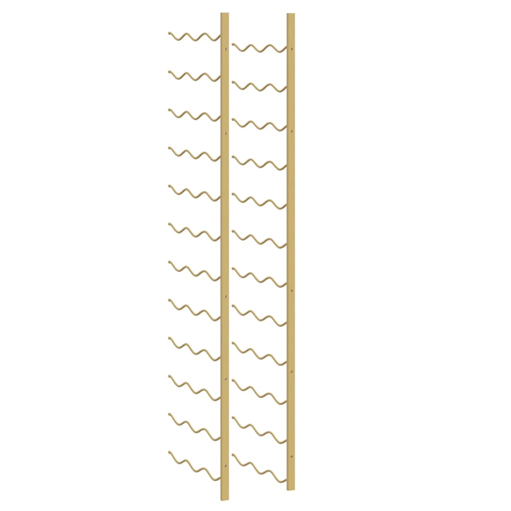 vidaXL Wall Mounted Wine Rack for 36 Bottles 2 pcs Gold Iron