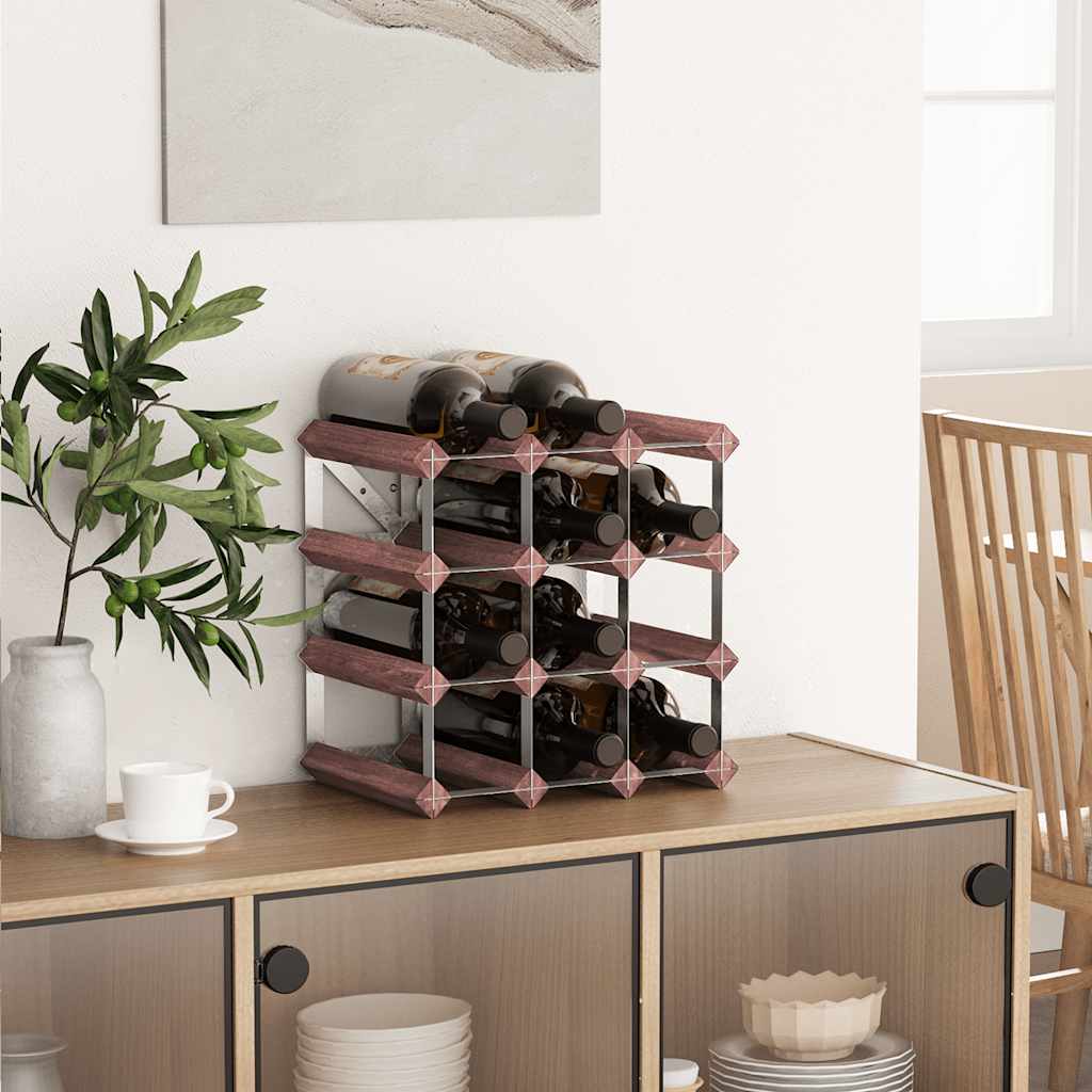 340891 vidaXL Wine Rack for 12 Bottles Brown Solid Wood Pine