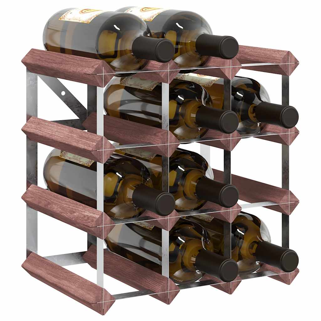 340891 vidaXL Wine Rack for 12 Bottles Brown Solid Wood Pine