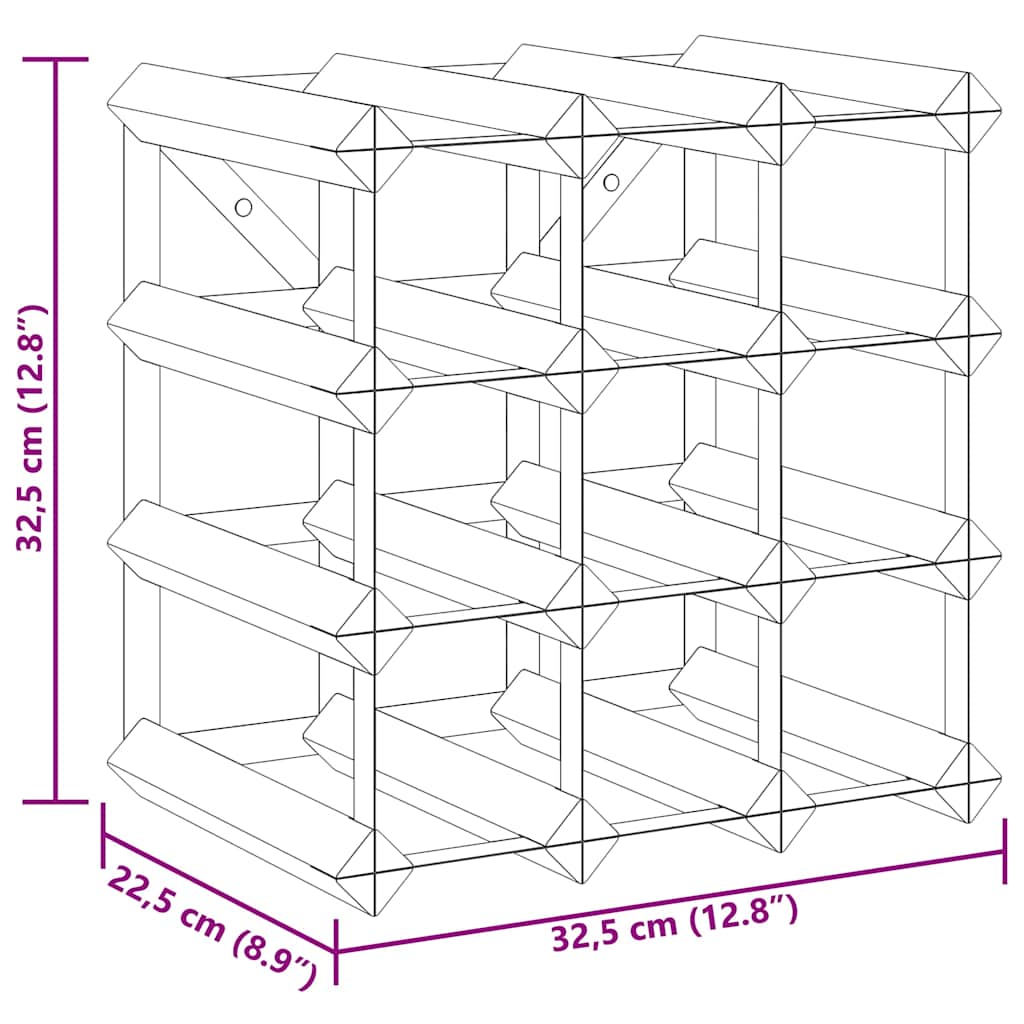 vidaXL Wine Rack for 12 Bottles Brown Solid Wood Pine