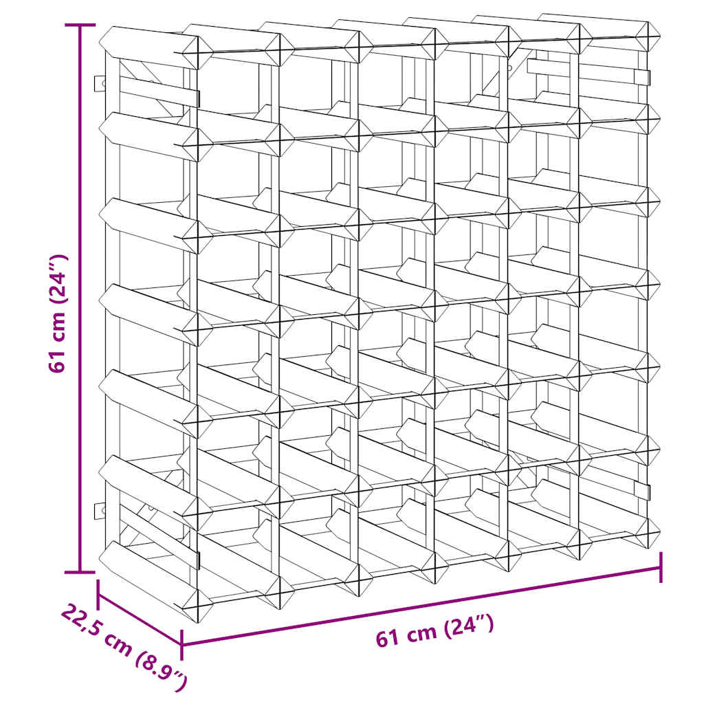 vidaXL Wine Rack for 42 Bottles Brown Solid Wood Pine