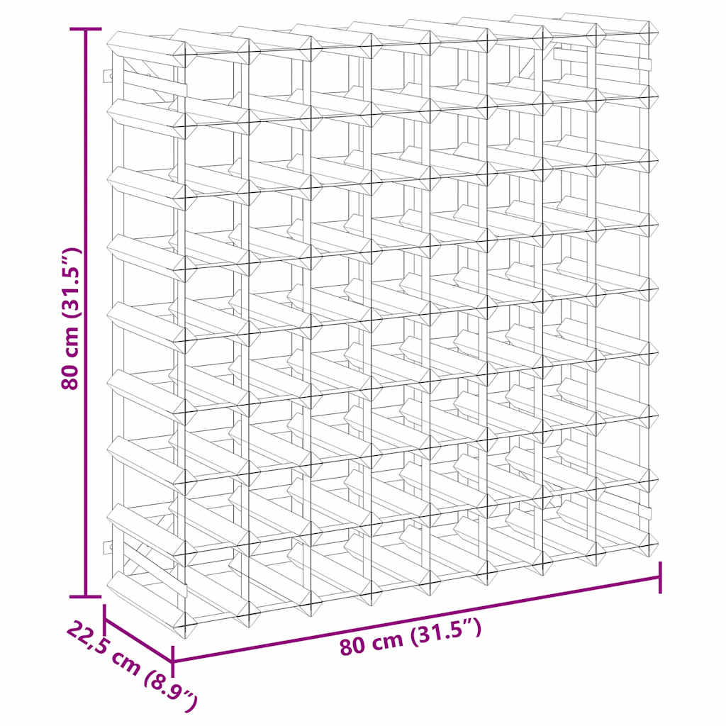 vidaXL Wine Rack for 72 Bottles Brown Solid Wood Pine
