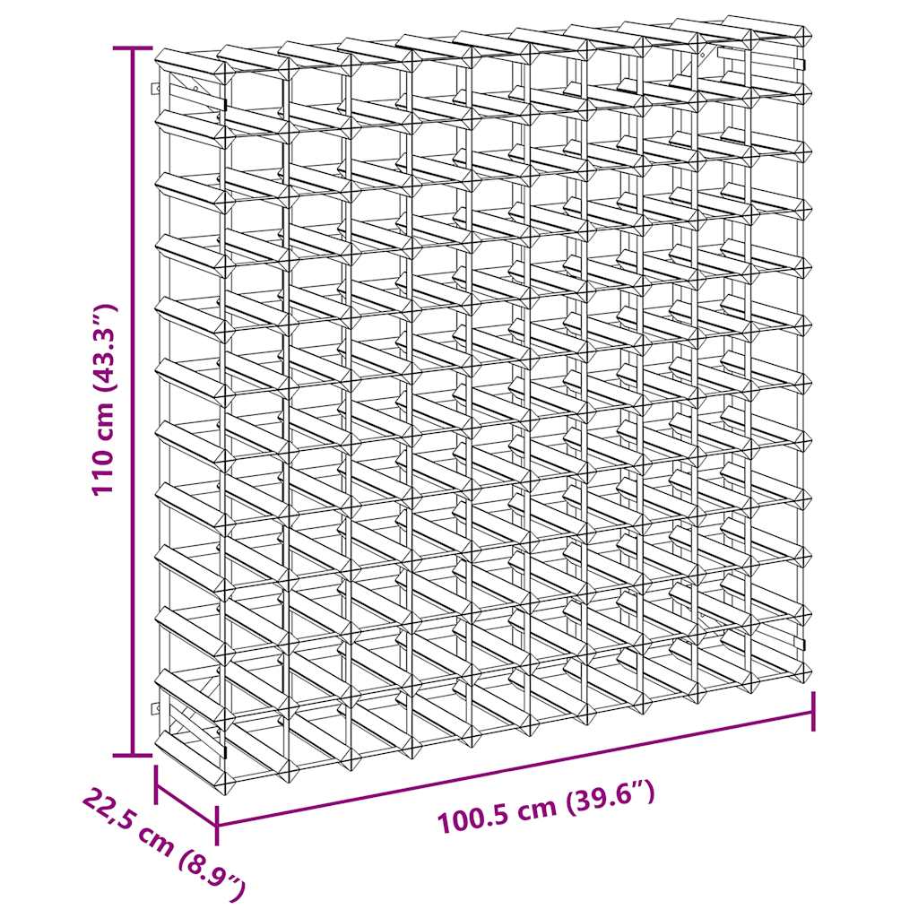 vidaXL Wine Rack for 120 Bottles Brown Solid Wood Pine