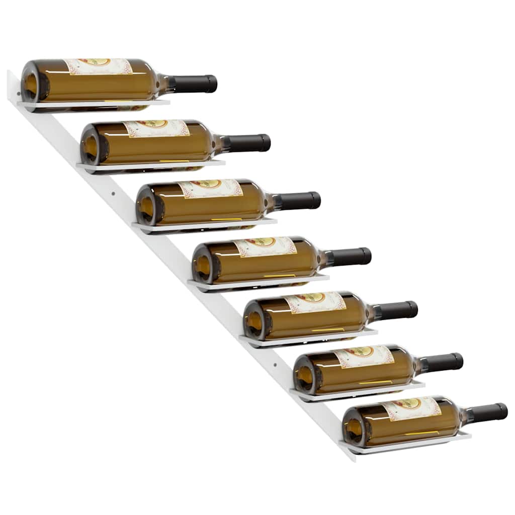 vidaXL Wall-mounted Wine Rack for 7 Bottles White Metal