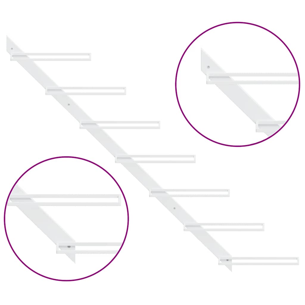 340896 vidaXL Wall-mounted Wine Rack for 7 Bottles White Metal