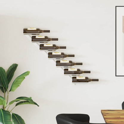 340896 vidaXL Wall-mounted Wine Rack for 7 Bottles White Metal