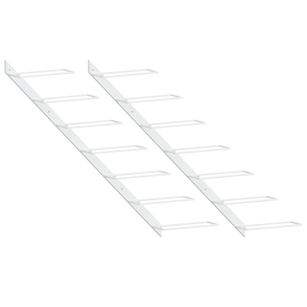 vidaXL Wall-mounted Wine Rack for 7 Bottles 2 pcs White Metal