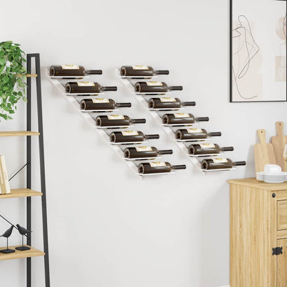 340898 vidaXL Wall-mounted Wine Rack for 7 Bottles 2 pcs White Metal