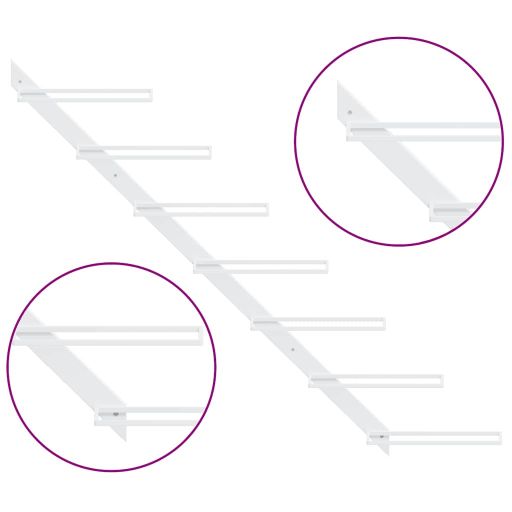 340898 vidaXL Wall-mounted Wine Rack for 7 Bottles 2 pcs White Metal