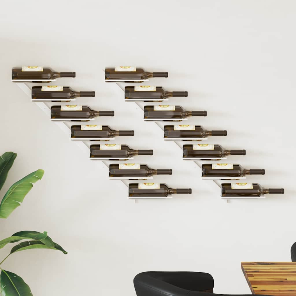 340898 vidaXL Wall-mounted Wine Rack for 7 Bottles 2 pcs White Metal