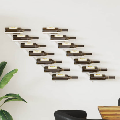 340898 vidaXL Wall-mounted Wine Rack for 7 Bottles 2 pcs White Metal