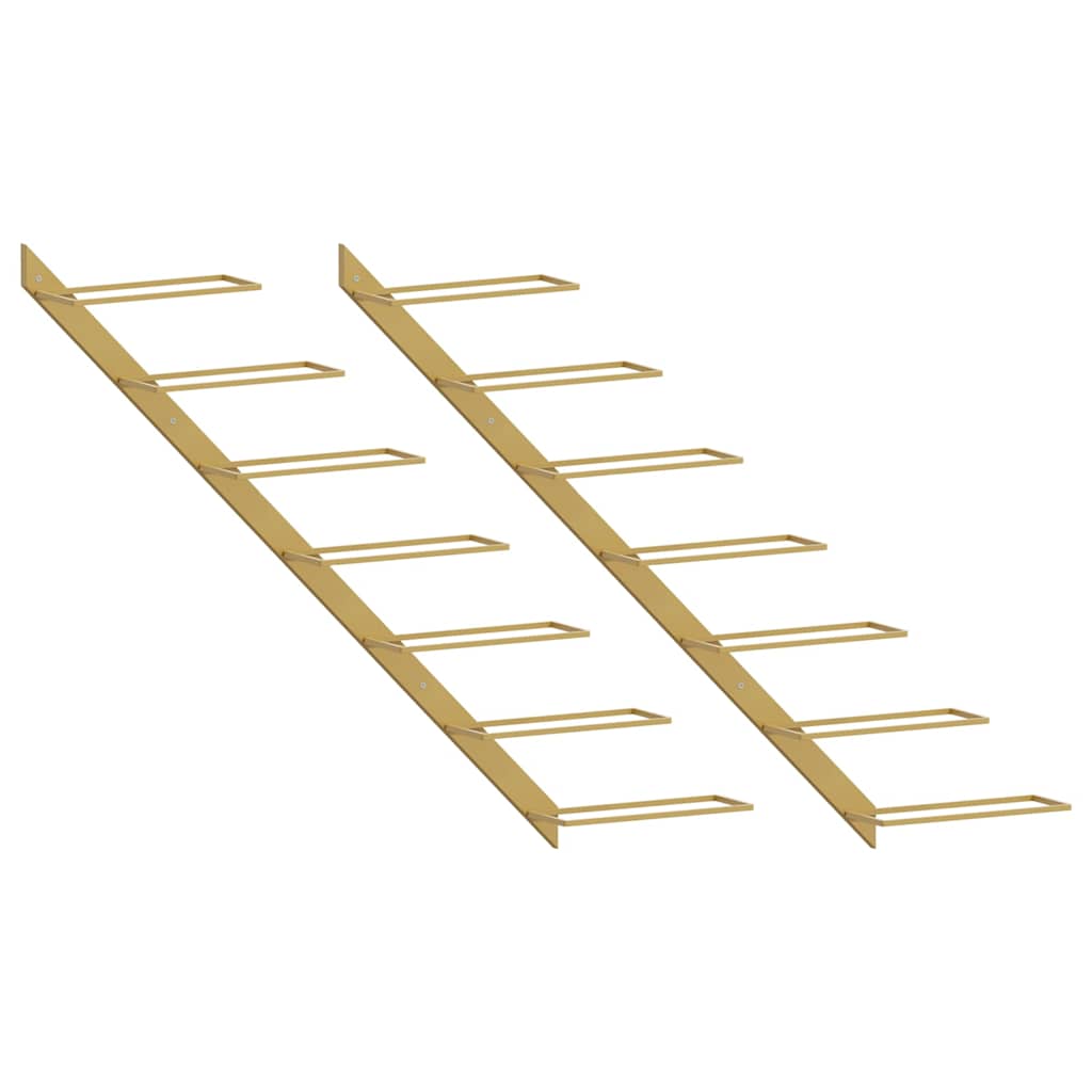 340899 vidaXL Wall-mounted Wine Rack for 7 Bottles 2 pcs Gold Metal