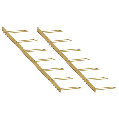 340899 vidaXL Wall-mounted Wine Rack for 7 Bottles 2 pcs Gold Metal