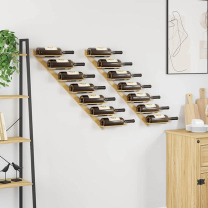 340899 vidaXL Wall-mounted Wine Rack for 7 Bottles 2 pcs Gold Metal