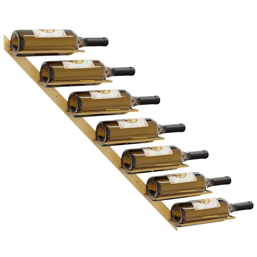 vidaXL Wall-mounted Wine Rack for 7 Bottles 2 pcs Gold Metal