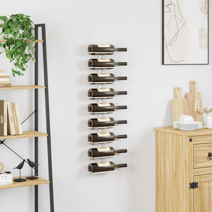 vidaXL Wall-mounted Wine Rack for 9 Bottles White Iron