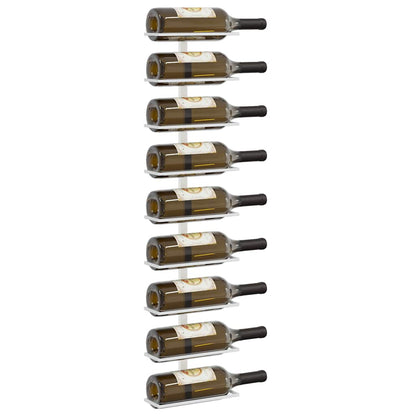 340900 vidaXL Wall-mounted Wine Rack for 9 Bottles White Iron