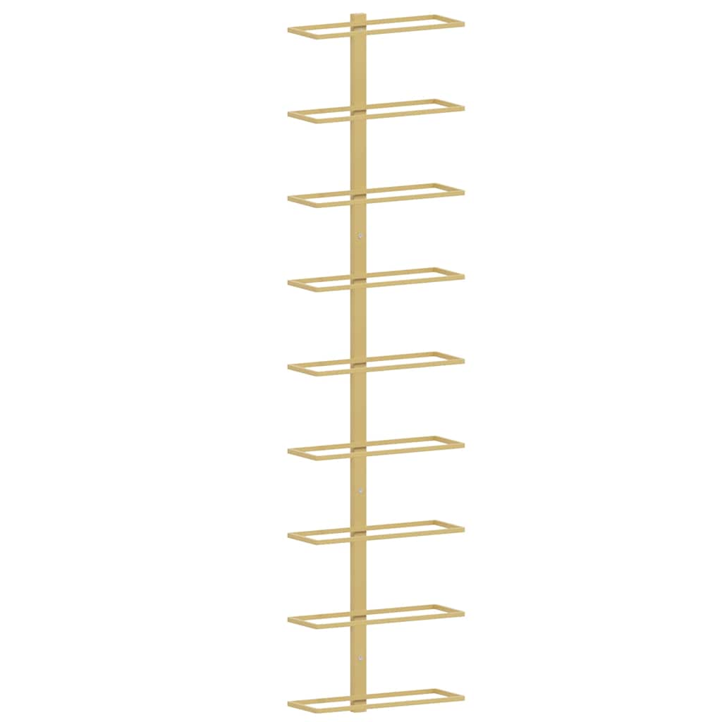 vidaXL Wall-mounted Wine Rack for 9 Bottles Gold Iron