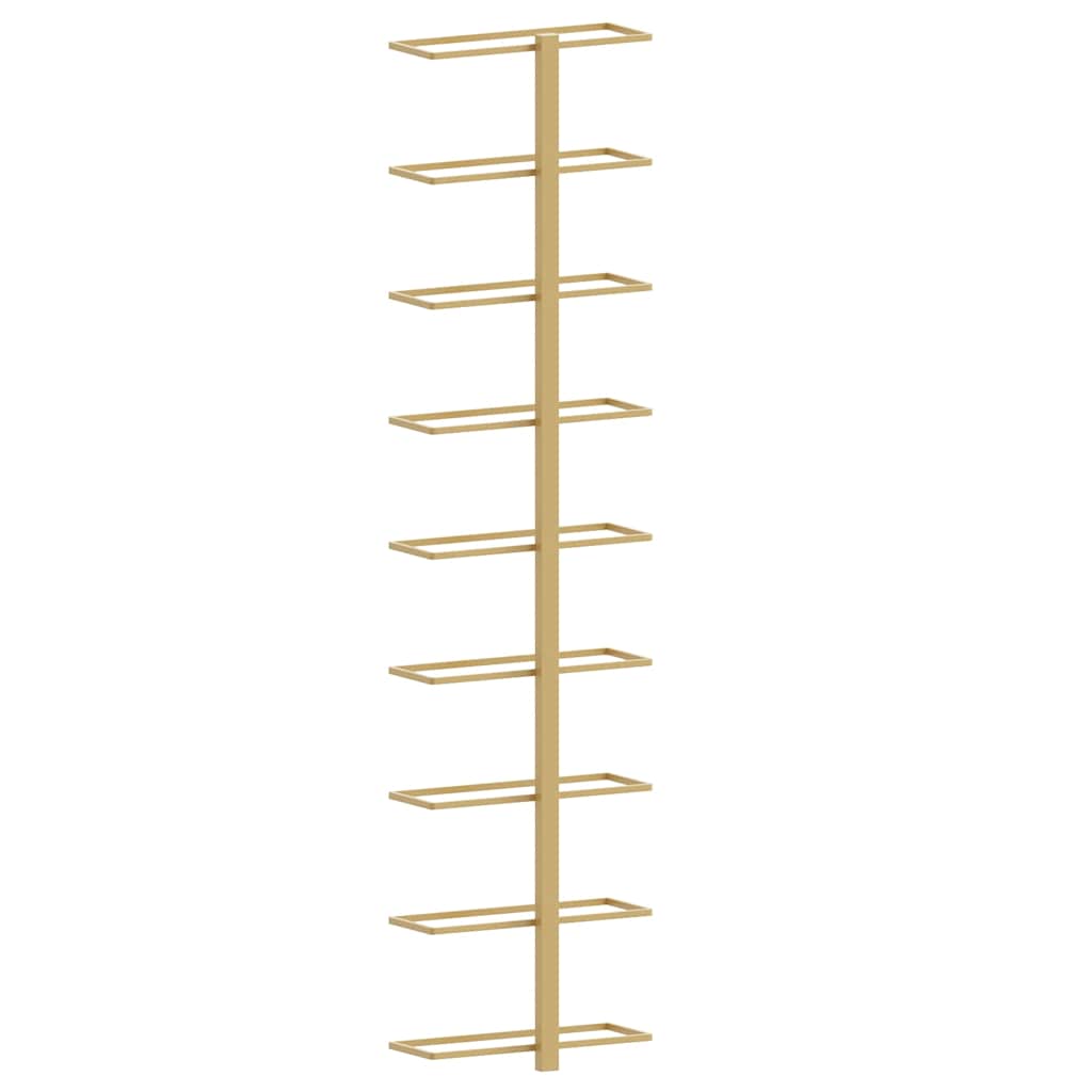 vidaXL Wall-mounted Wine Rack for 9 Bottles Gold Iron