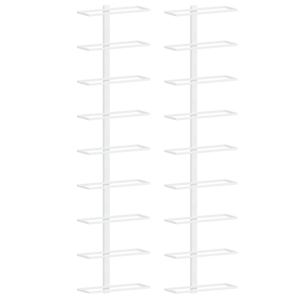 vidaXL Wall-mounted Wine Rack for 9 Bottles 2 pcs White Iron