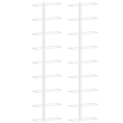 vidaXL Wall-mounted Wine Rack for 9 Bottles 2 pcs White Iron