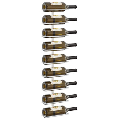 vidaXL Wall-mounted Wine Rack for 9 Bottles 2 pcs White Iron