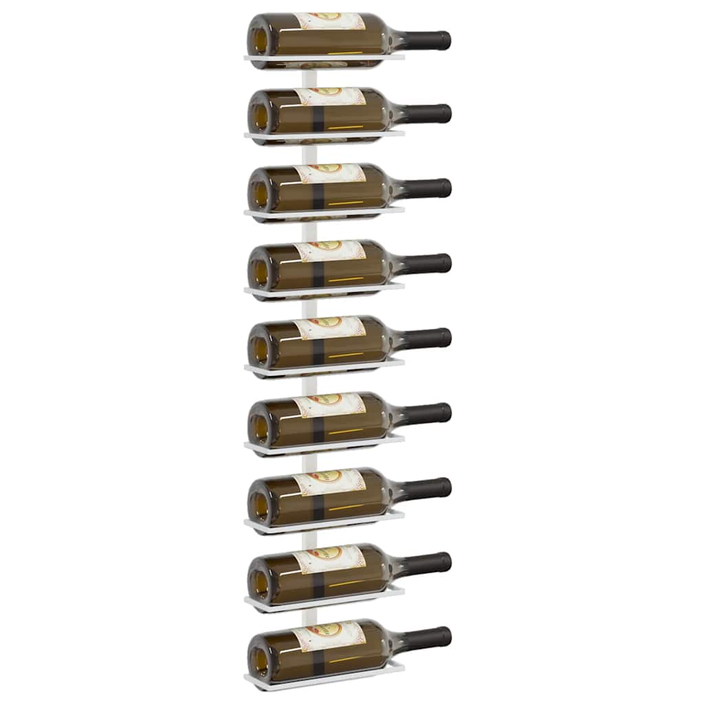 vidaXL Wall-mounted Wine Rack for 9 Bottles 2 pcs White Iron