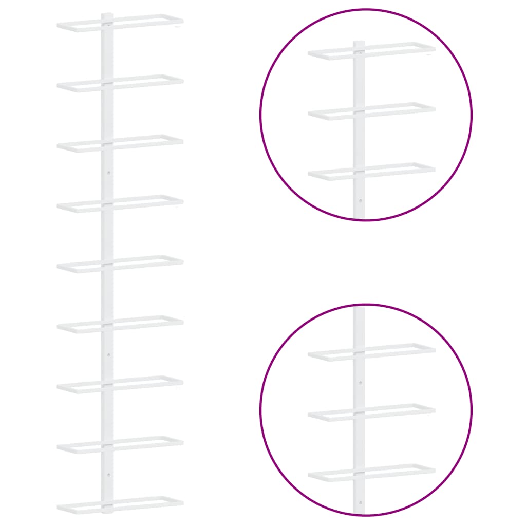 vidaXL Wall-mounted Wine Rack for 9 Bottles 2 pcs White Iron