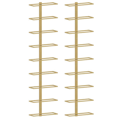 340903 vidaXL Wall-mounted Wine Rack for 9 Bottles 2 pcs Gold Iron