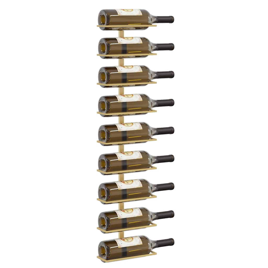 340903 vidaXL Wall-mounted Wine Rack for 9 Bottles 2 pcs Gold Iron