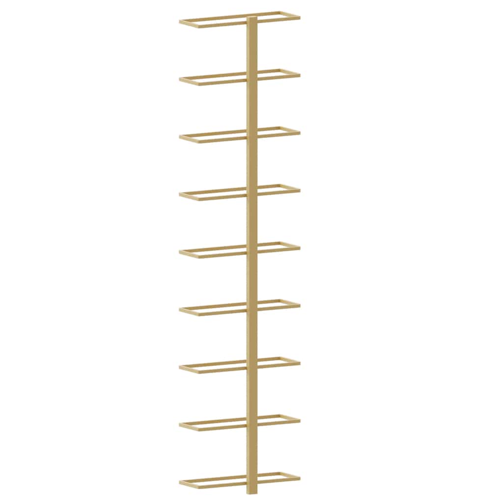 340903 vidaXL Wall-mounted Wine Rack for 9 Bottles 2 pcs Gold Iron