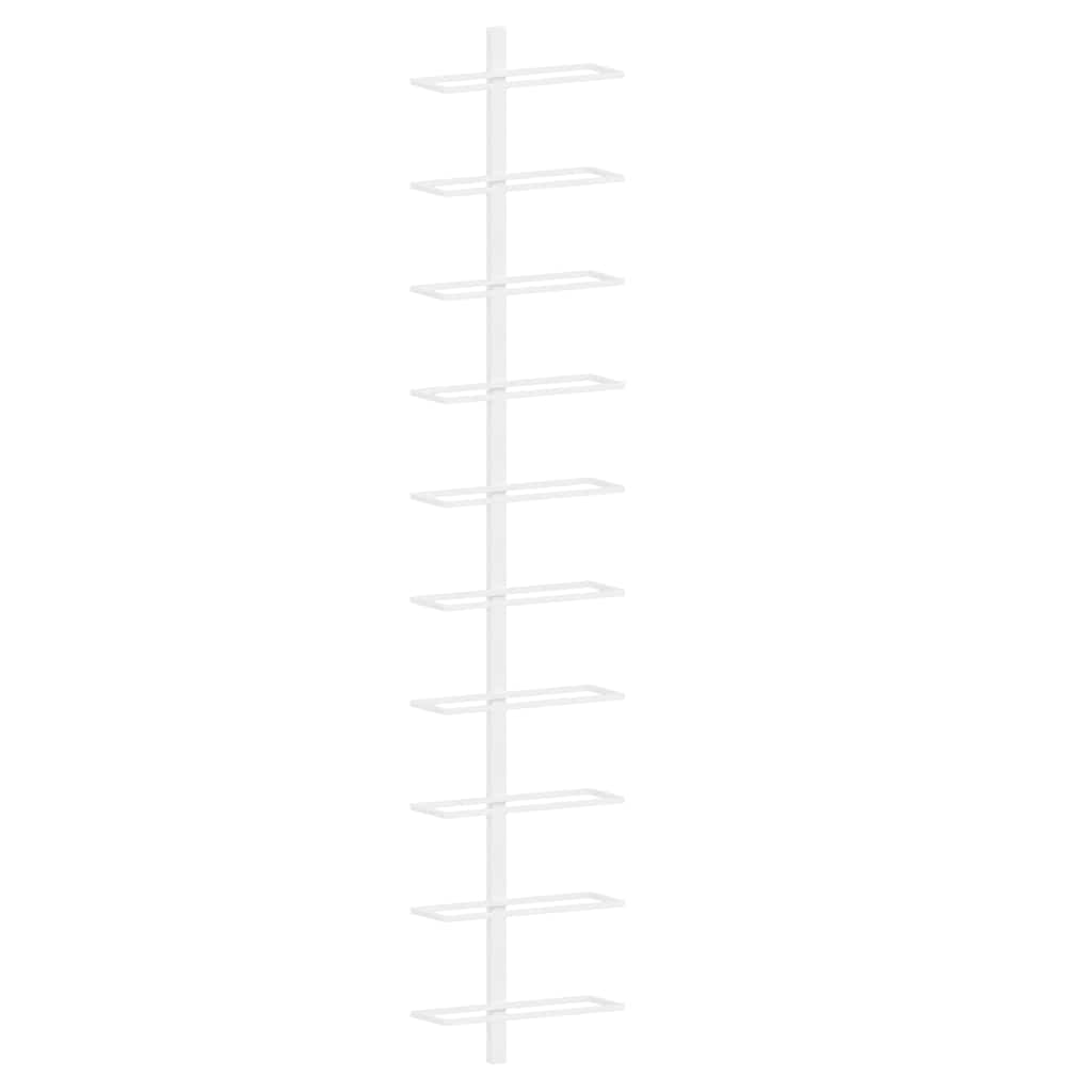 vidaXL Wall-mounted Wine Rack for 10 Bottles White Metal