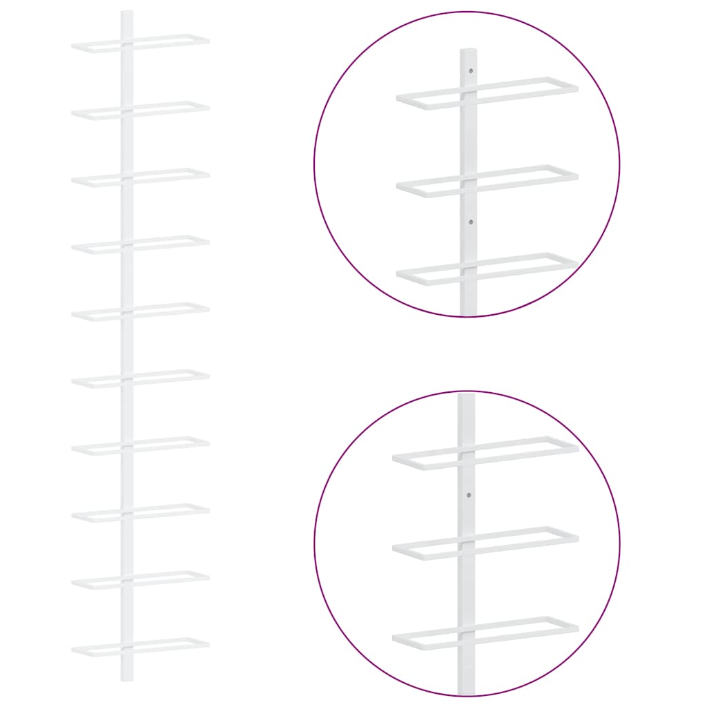 340904 vidaXL Wall-mounted Wine Rack for 10 Bottles White Metal