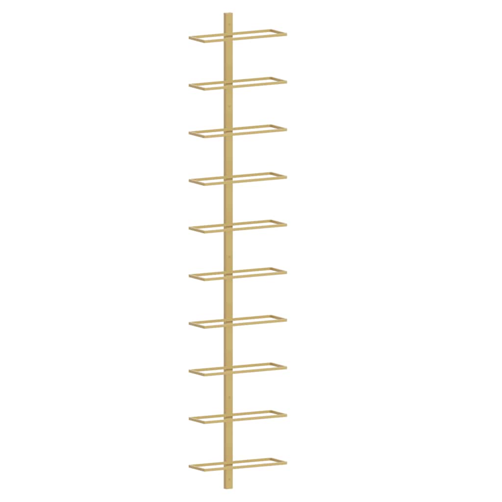 vidaXL Wall-mounted Wine Rack for 10 Bottles Gold Metal