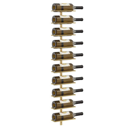 vidaXL Wall-mounted Wine Rack for 10 Bottles Gold Metal