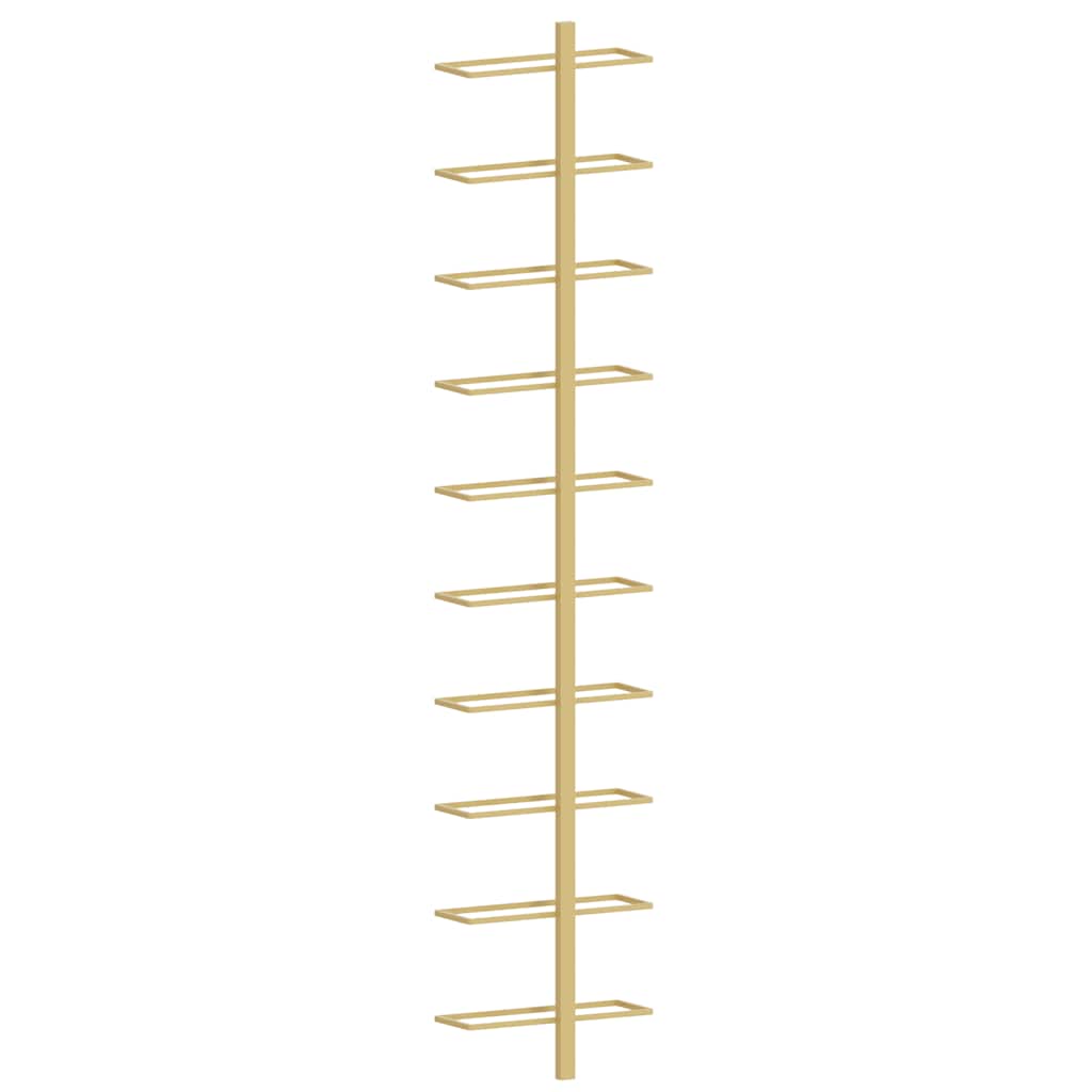 vidaXL Wall-mounted Wine Rack for 10 Bottles Gold Metal