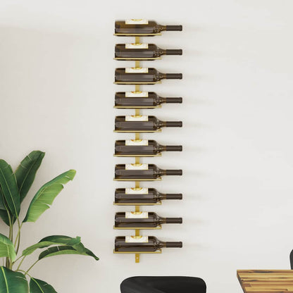vidaXL Wall-mounted Wine Rack for 10 Bottles Gold Metal