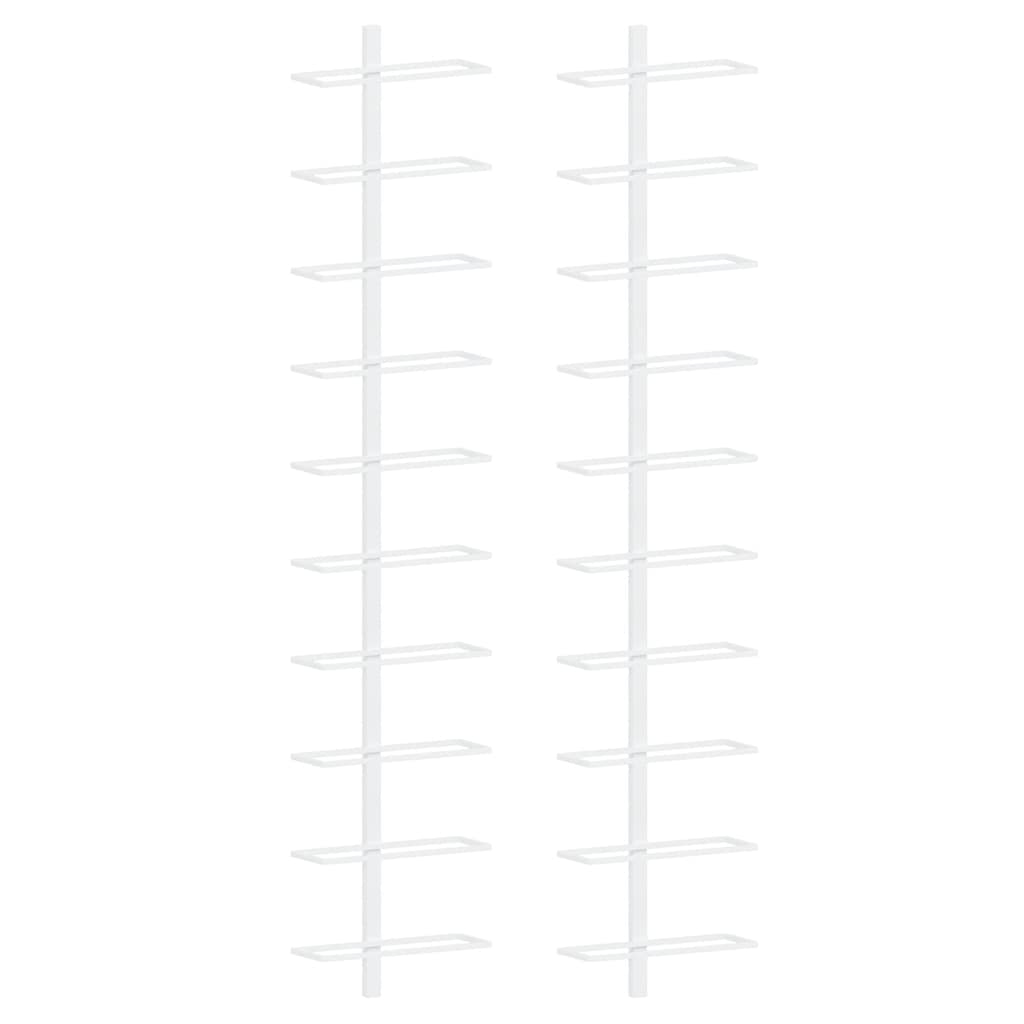 vidaXL Wall-mounted Wine Rack for 10 Bottles 2 pcs White Metal