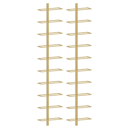 vidaXL Wall-mounted Wine Rack for 10 Bottles 2 pcs Gold Metal