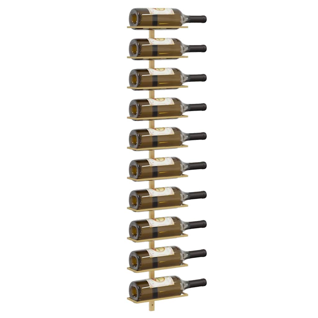 vidaXL Wall-mounted Wine Rack for 10 Bottles 2 pcs Gold Metal