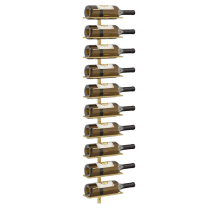 vidaXL Wall-mounted Wine Rack for 10 Bottles 2 pcs Gold Metal