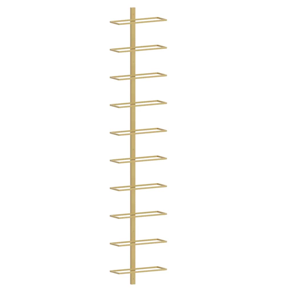 vidaXL Wall-mounted Wine Rack for 10 Bottles 2 pcs Gold Metal