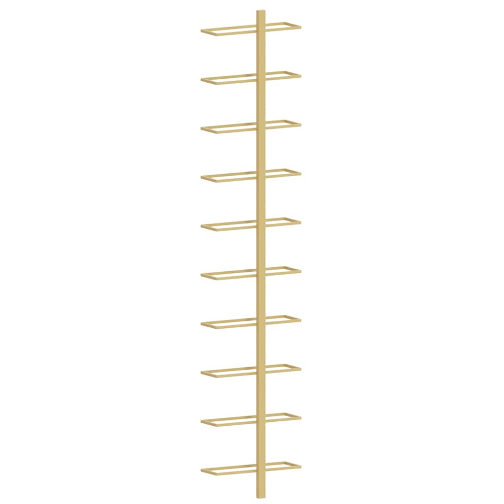340907 vidaXL Wall-mounted Wine Rack for 10 Bottles 2 pcs Gold Metal