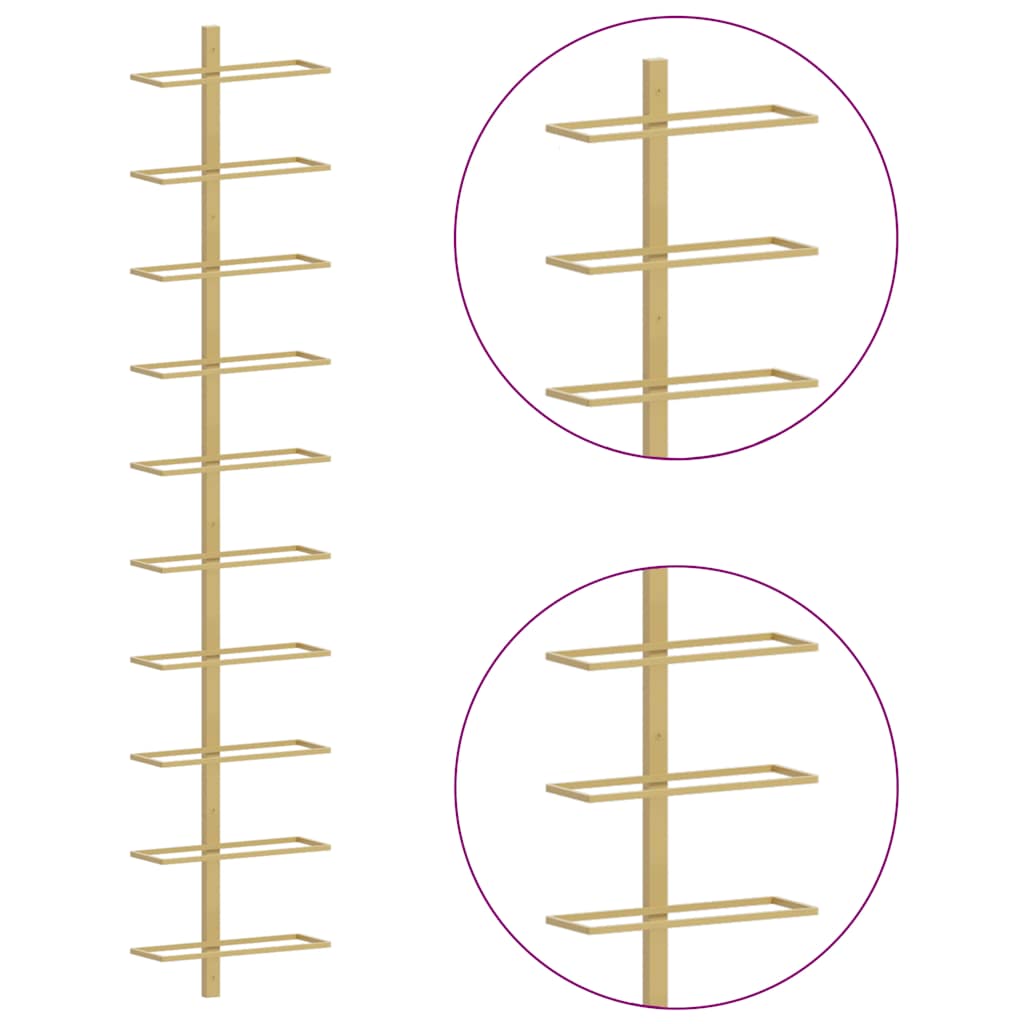 340907 vidaXL Wall-mounted Wine Rack for 10 Bottles 2 pcs Gold Metal