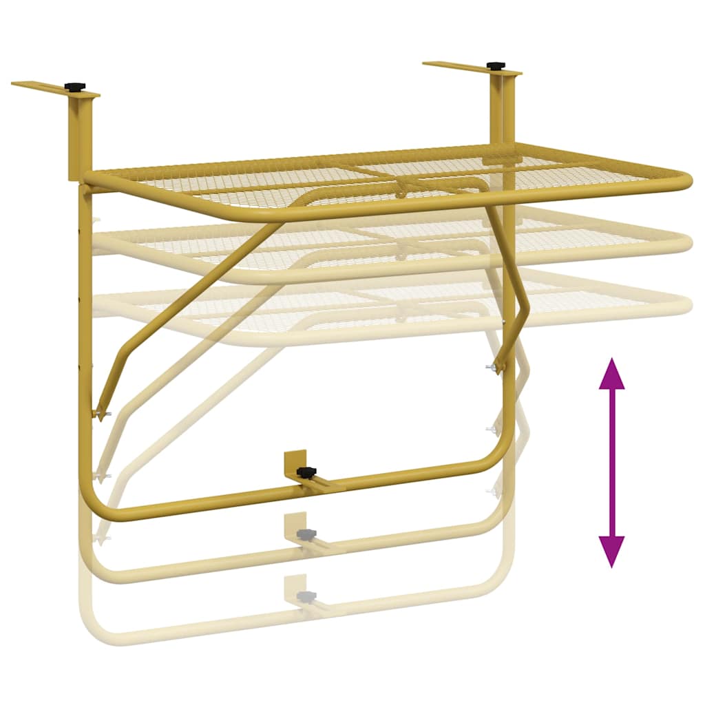 vidaXL Balcony Table Gold 60x40 cm Steel