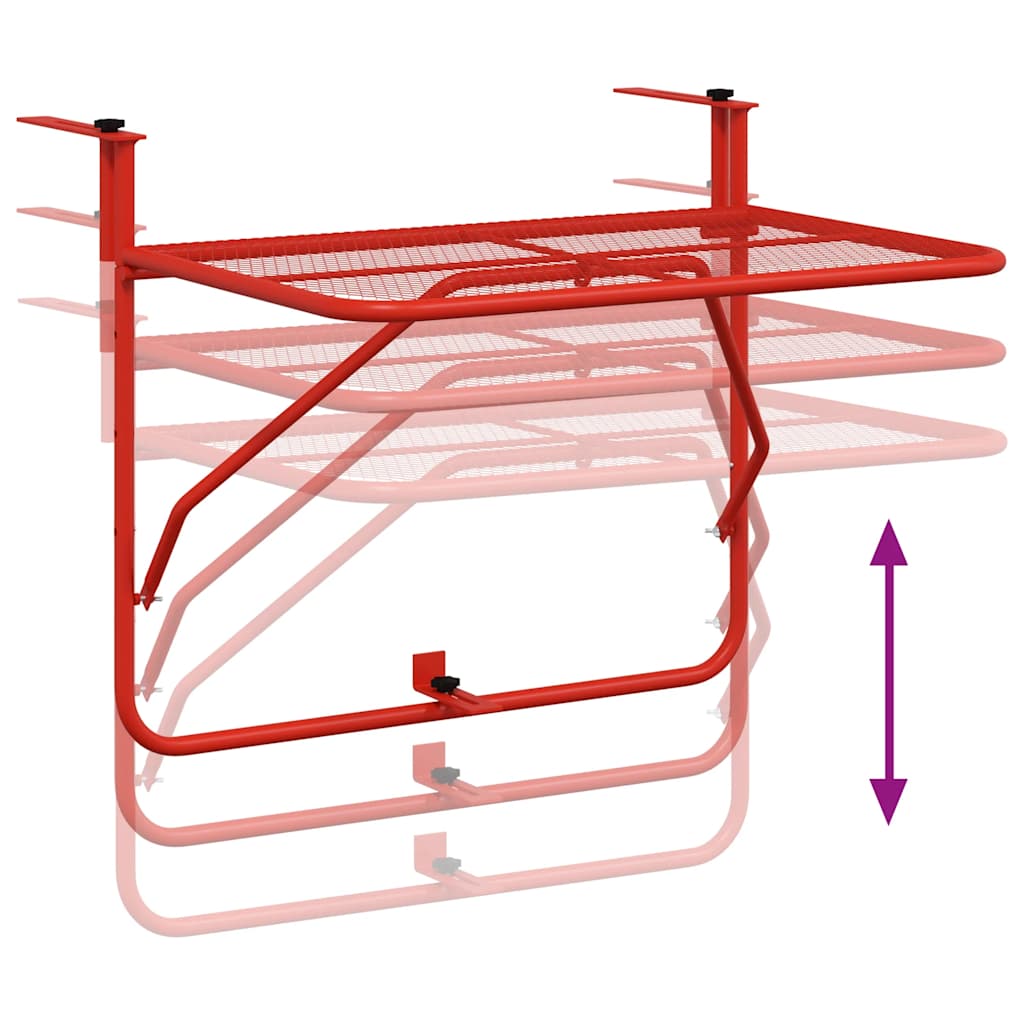vidaXL Balcony Table Red 60x40 cm Steel